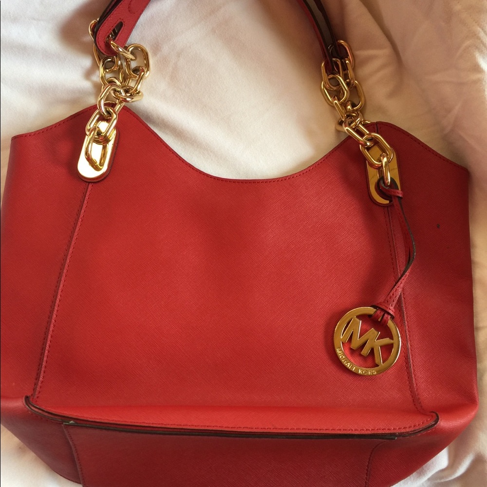 Michael Kors Red Pebble Leather Bag